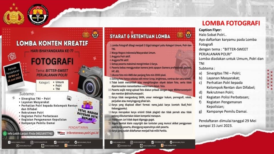 Peringati Hari Bhayangkara ke-77, Polda Kalteng Ajak Masyarakat Ikuti Sejumlah Lomba yang Digelar Polri