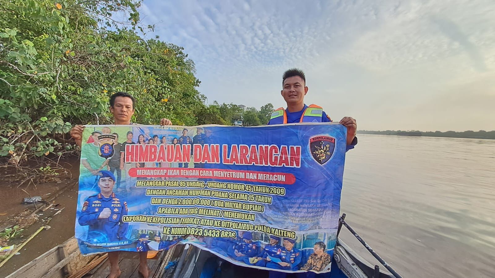 Jaga Ekosistem Ikan Di Das Kahayan, Ditpolairud Berikan Himbauan Dilarang Menyentrum dan Meracuni Ikan