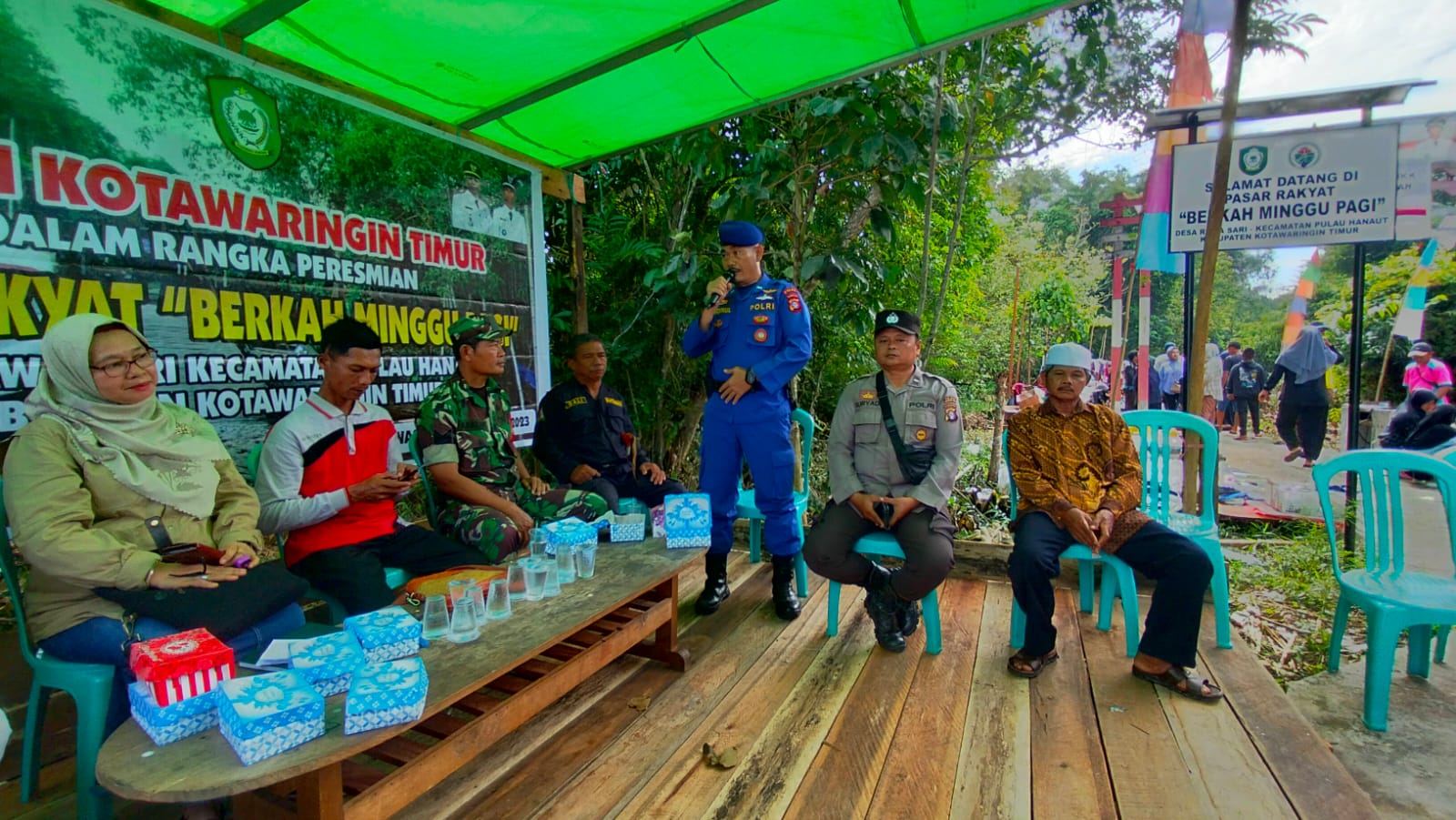 Personel KP XVIII-2006 Ditpolairud Hadiri Undangan Peresmian Pasar Rakyat Desa Rawasari