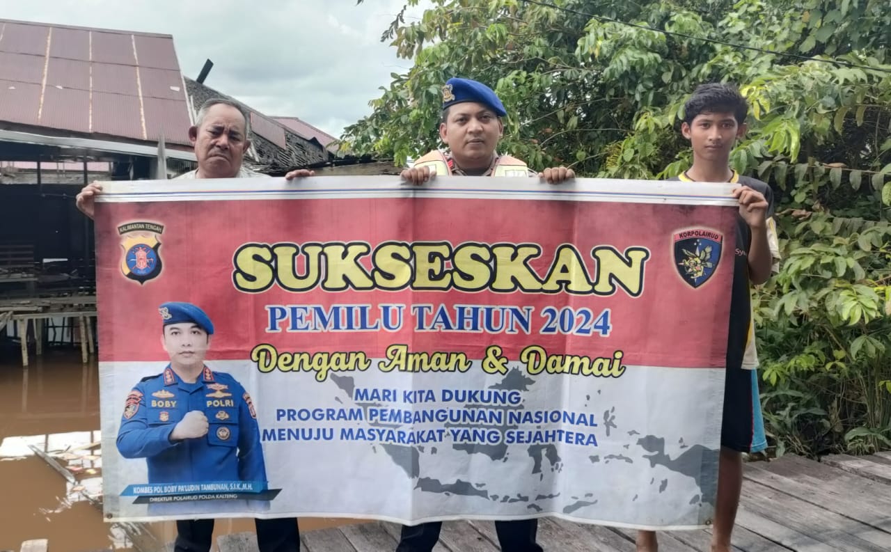 Sukseskan Pemilu Tahun 2024, Personel Ditpolairud Berikan Sosialisasi Pada Masyarakat Das Kahayan