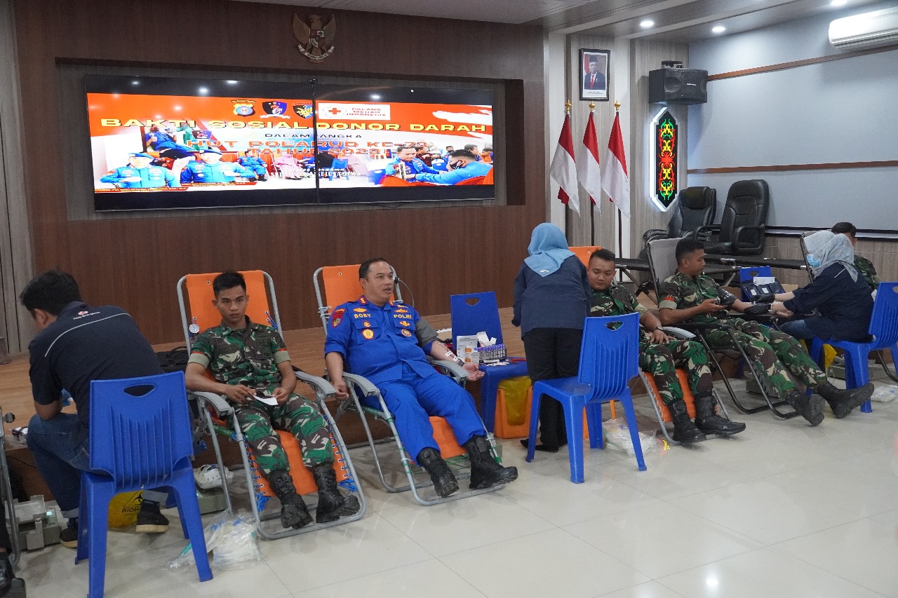 Jelang HUT ke 73 Polairud, Ditpolairud Polda Kalteng Laksanakan Kegiatan Donor Darah