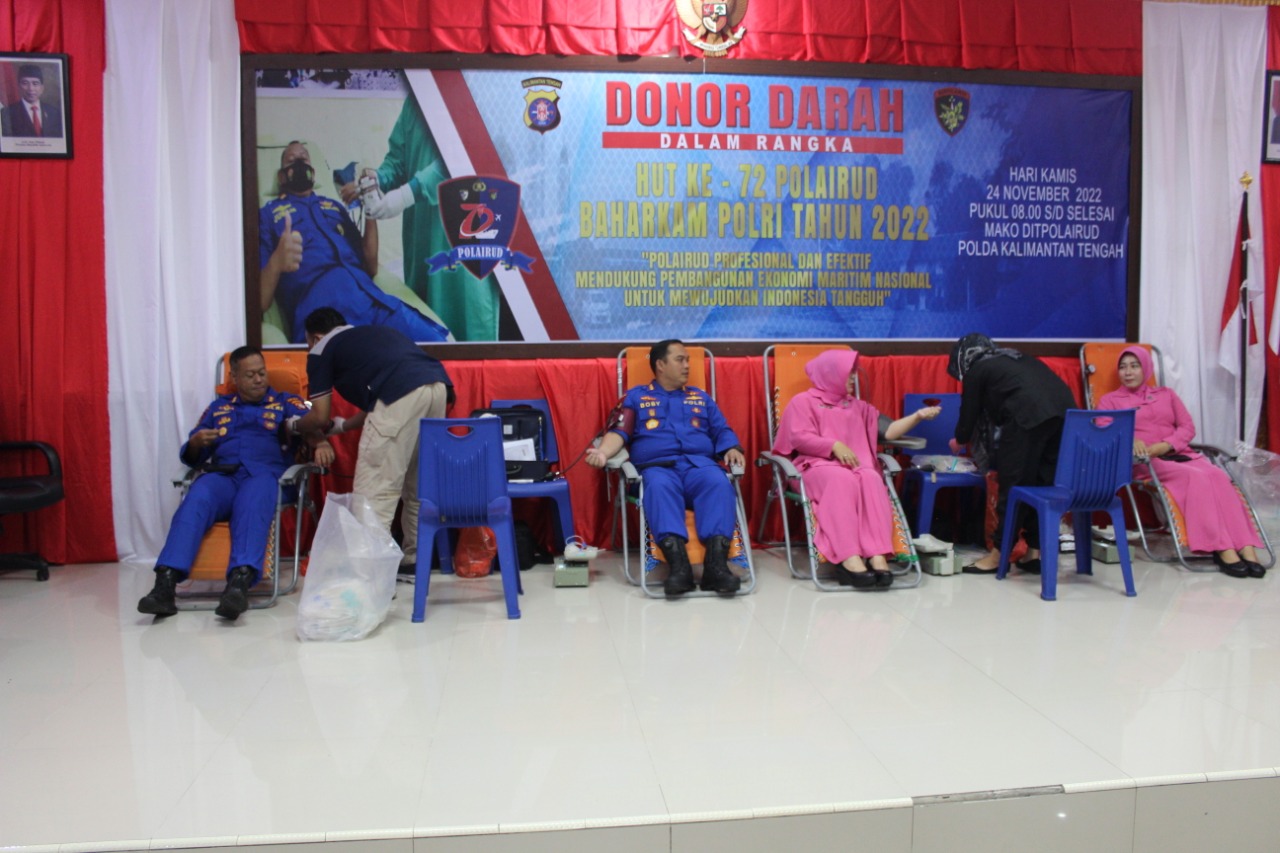 Sambut HUT Polairud Ke 72, Ditpolairud Polda Kalteng Gelar Donor Darah